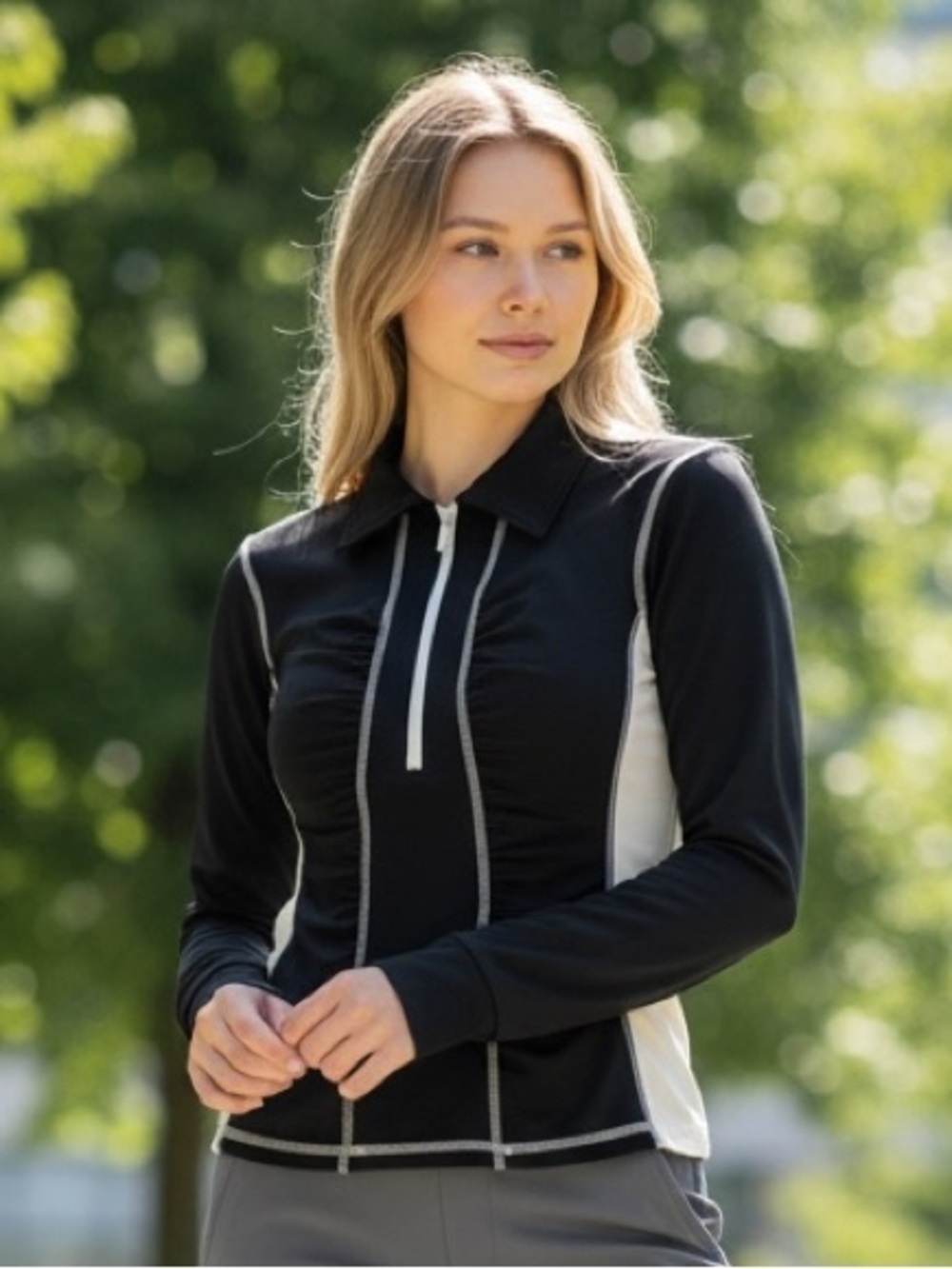 KEVAN HALL SPORT Women’s Medium Black White Full Zip Performance Jacket